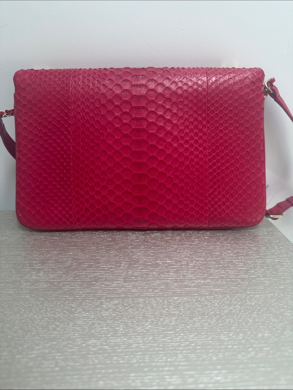 SOLD- CHANEL hot pink Python Flap bag - Picture 3 of 7